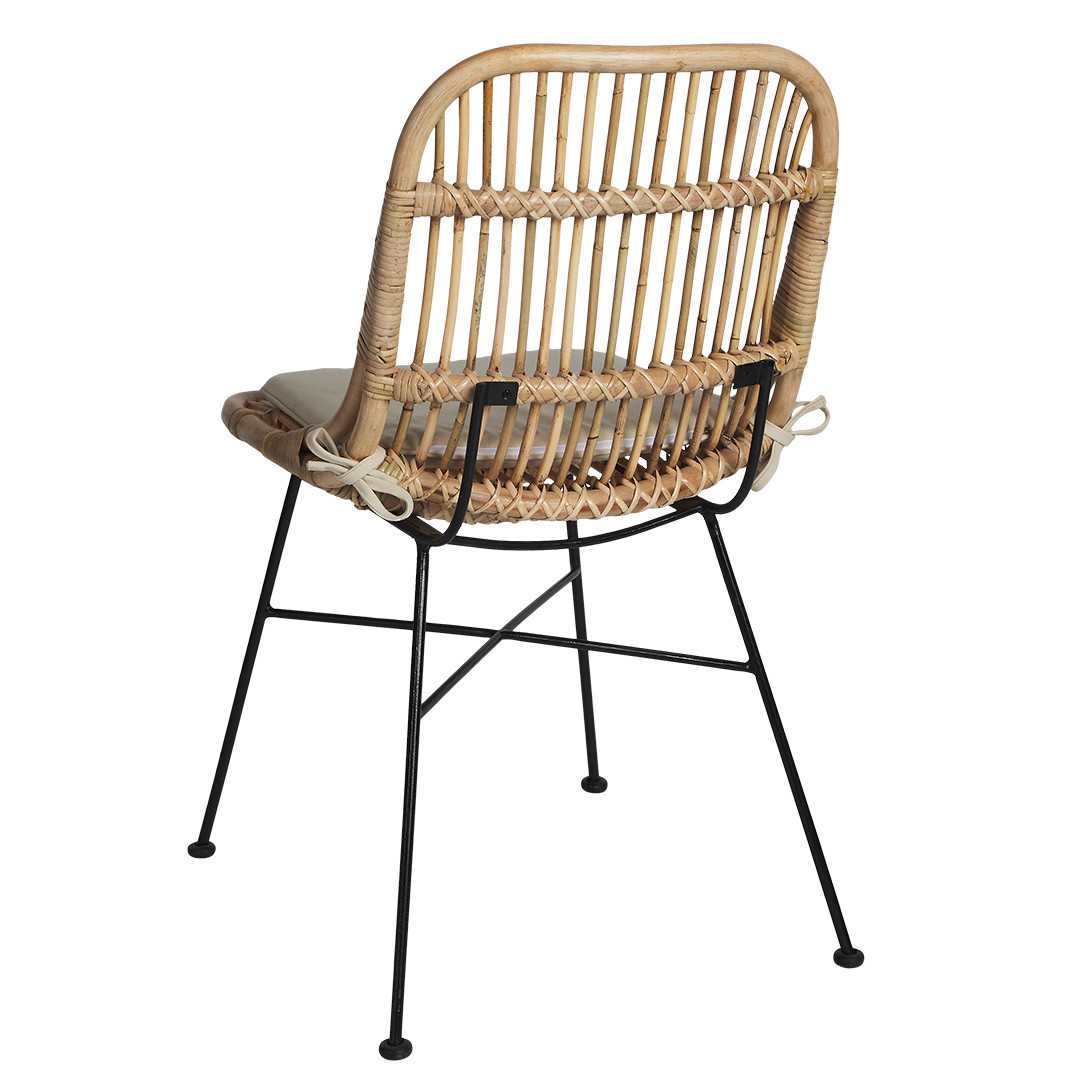 SH Ranchi Metal Leg Rattan Dining Chair - Natural
