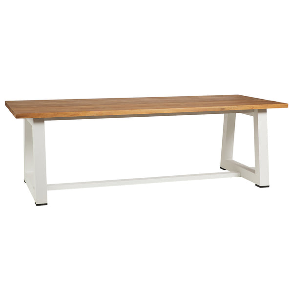 SH Catherine Aluminium Base Timber Top Outdoor Dining Table - White ...