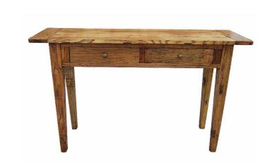 MF Recycled Elm Timber 2 Drawer Hall Table