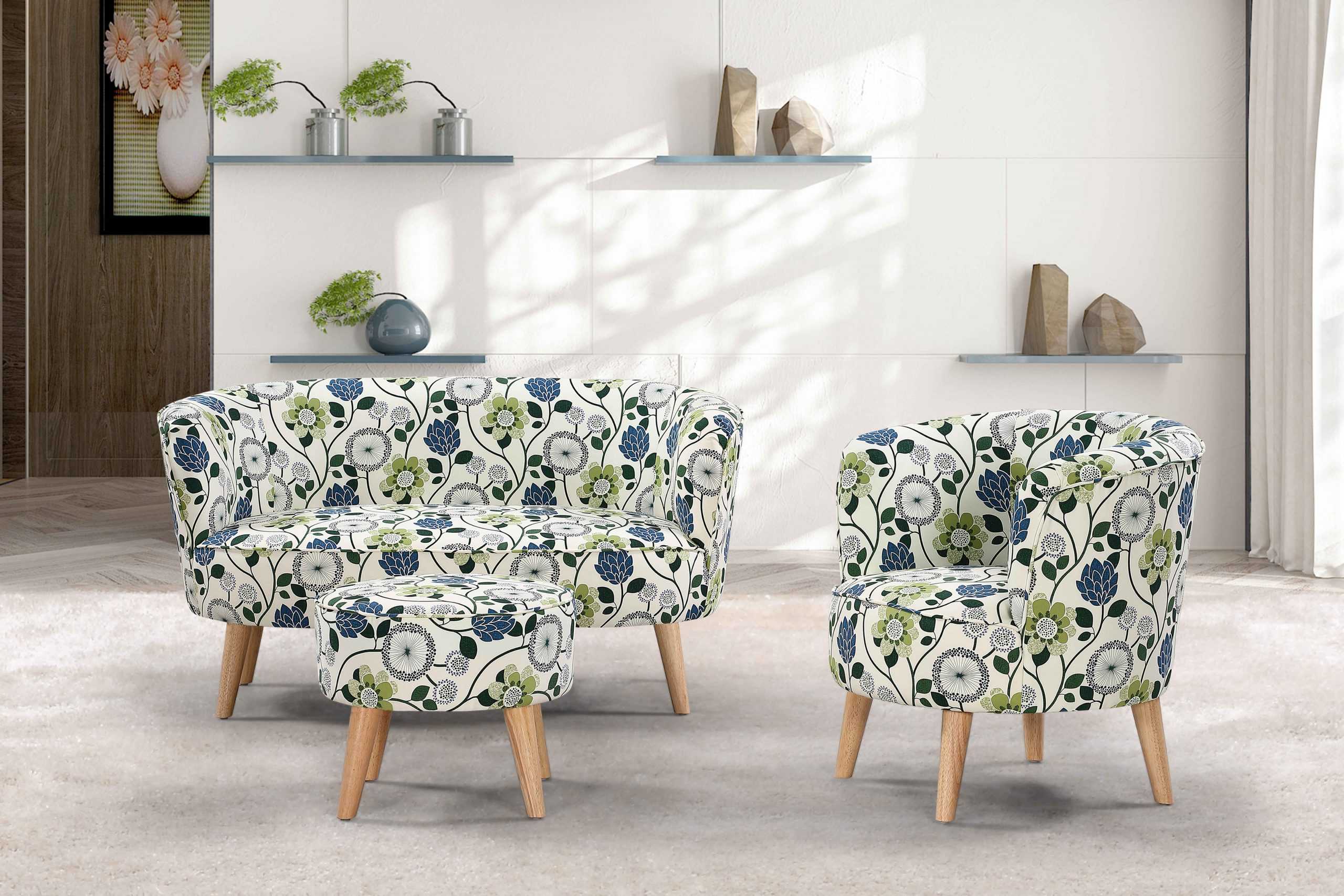 BT Stamford Digital Print Fabric Upholstered 2 Seater Sofa