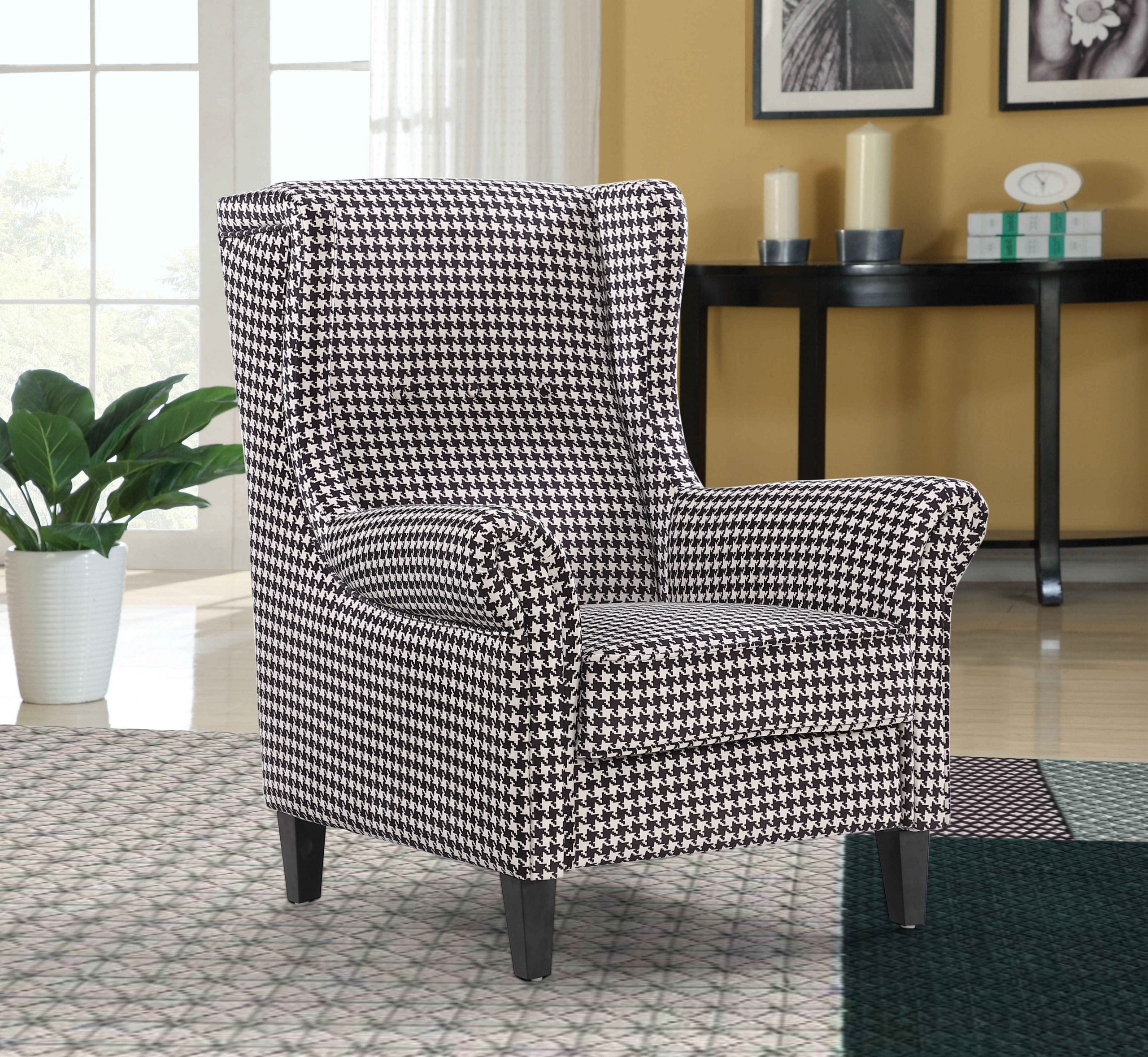 BT Bliss Wing Chair Upholstered in Houndstooth Fabric