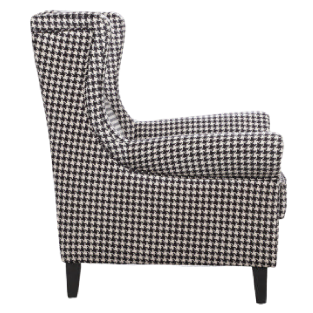 BT Bliss Wing Chair Upholstered in Houndstooth Fabric