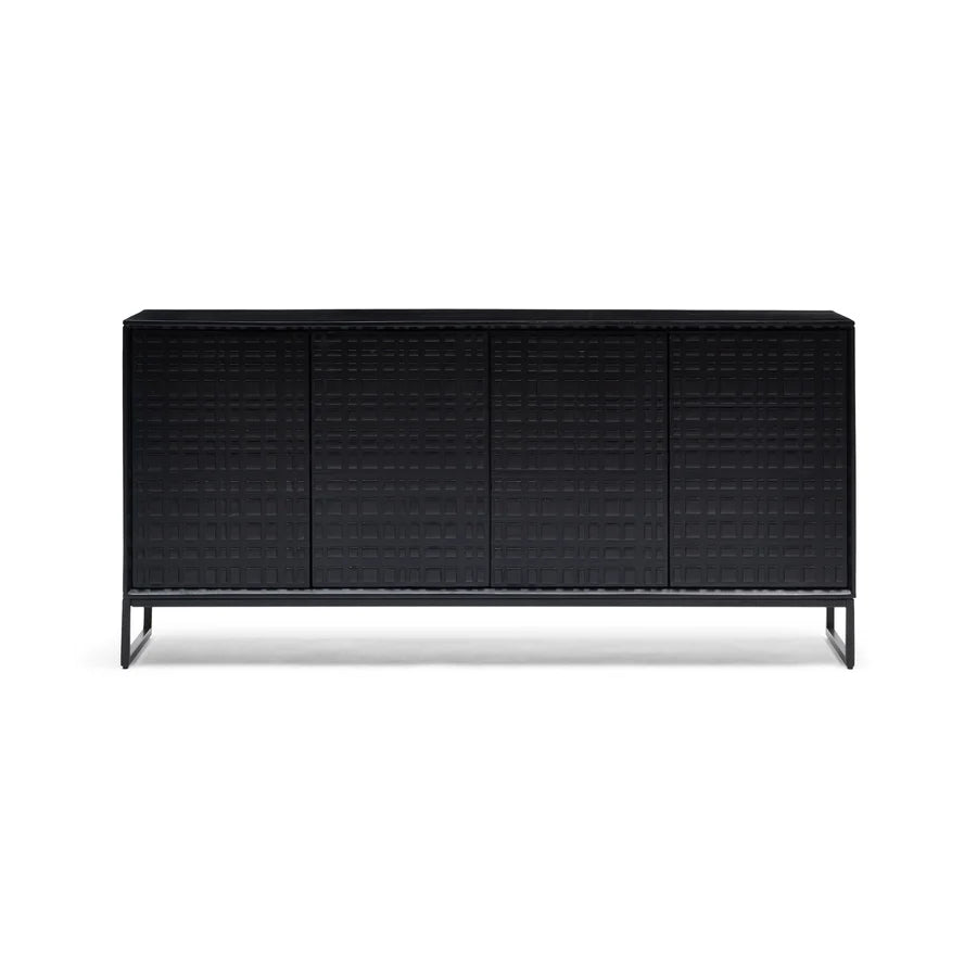 HCL Ingot Solid Timber 4 Door Black Stained Sideboard