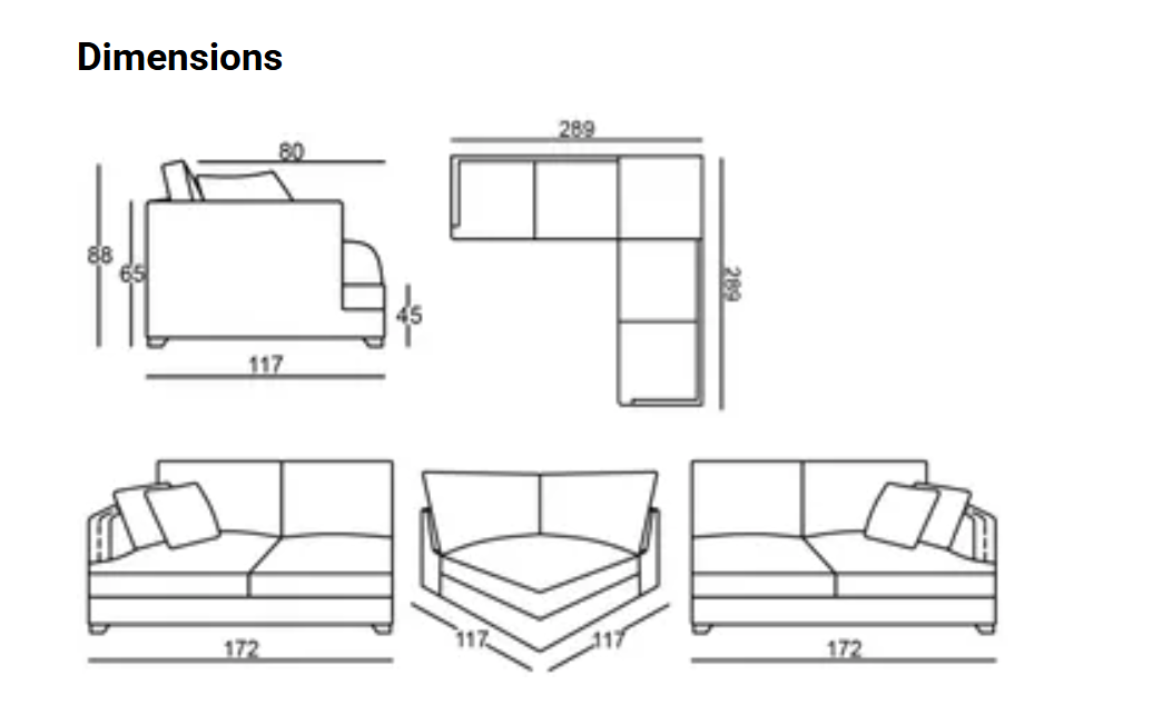 EL Anthem 4 Seater Farbic Corner Sofa
