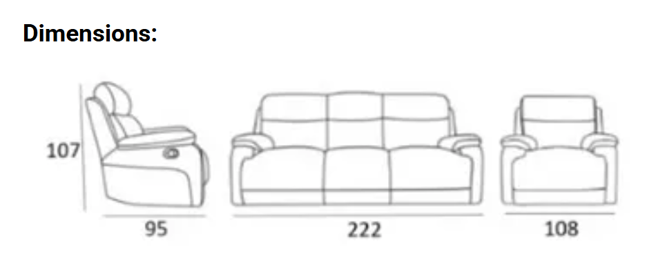 EL Arias Fabric Upholstered 3 Seater + 2 Single Seater Recliner Sofa Set