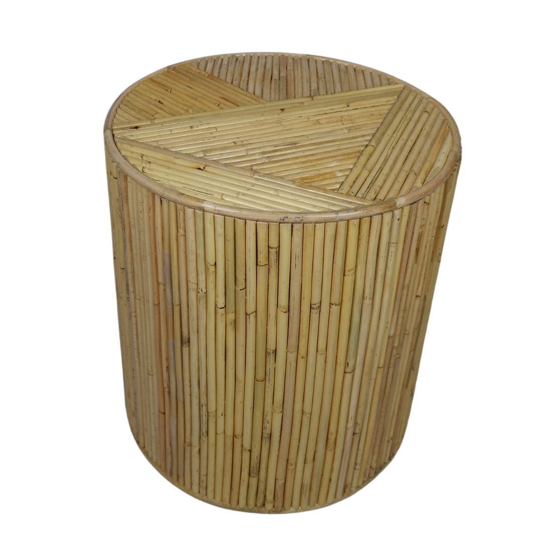 BT Bambù Side Table White Bamboo Inlay Rattan
