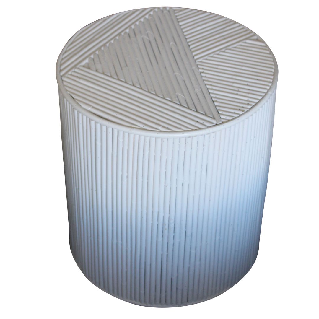 BT Bambù Side Table White Bamboo Inlay Rattan