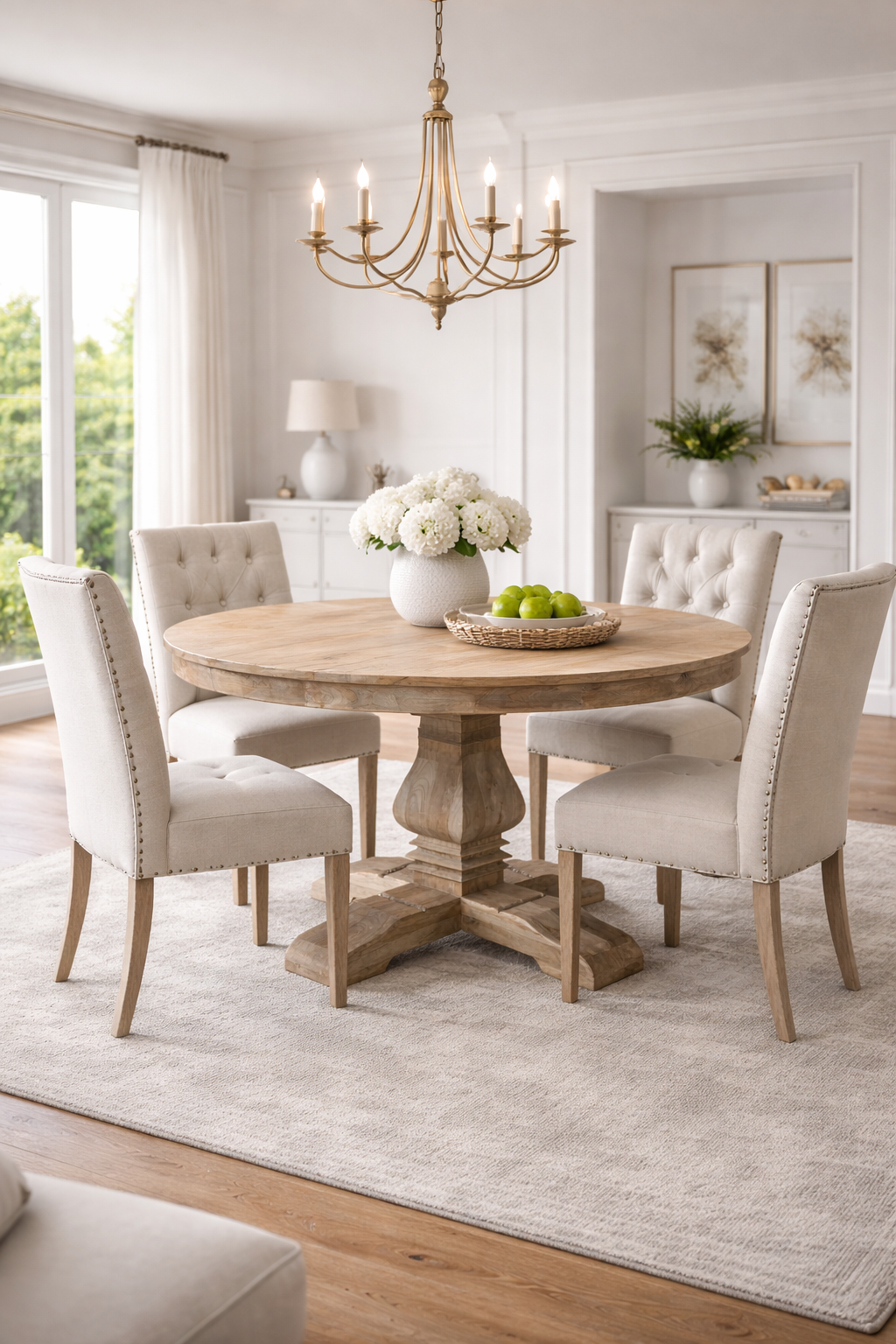 MF Belgie Recycled Timber Pedestal Leg Round Dining Table