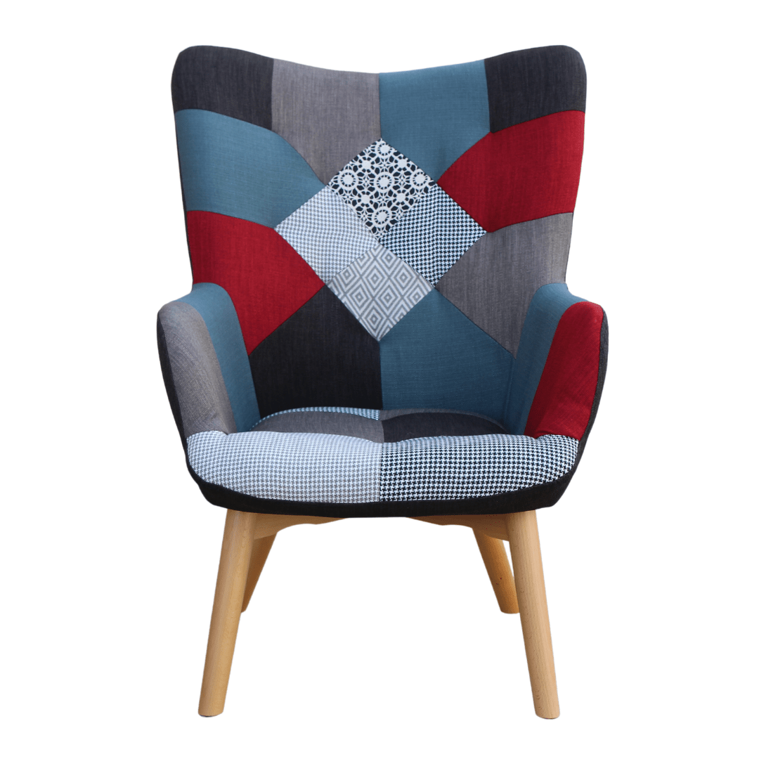 BT Erina Patchworked Fabric Upholstered Accent Chair