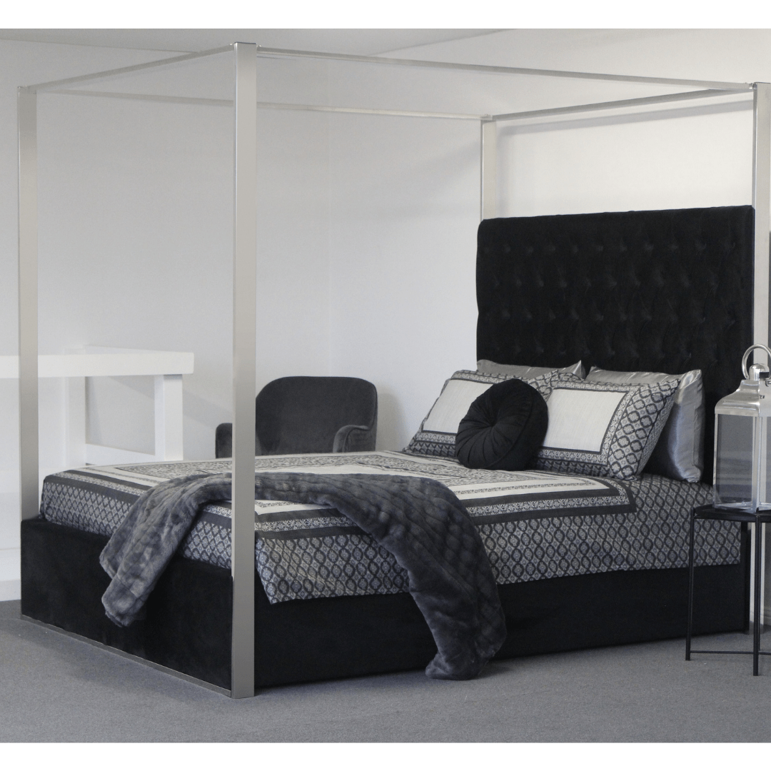 BT Alexandria Velvet Upholstered 4 Poster Queen Bed