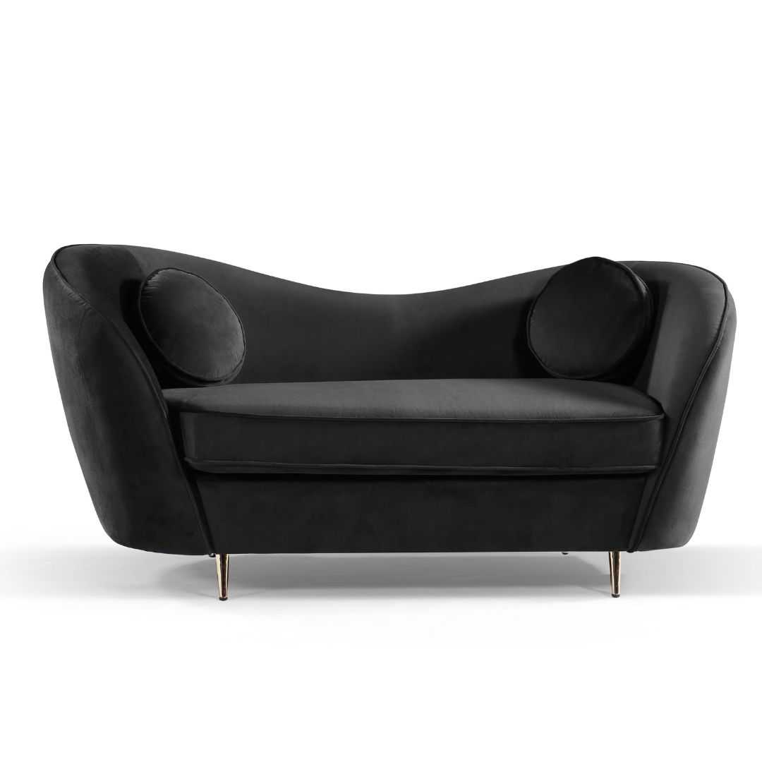 BT Claudia Black Velvet Upholstered 2 Seater Sofa