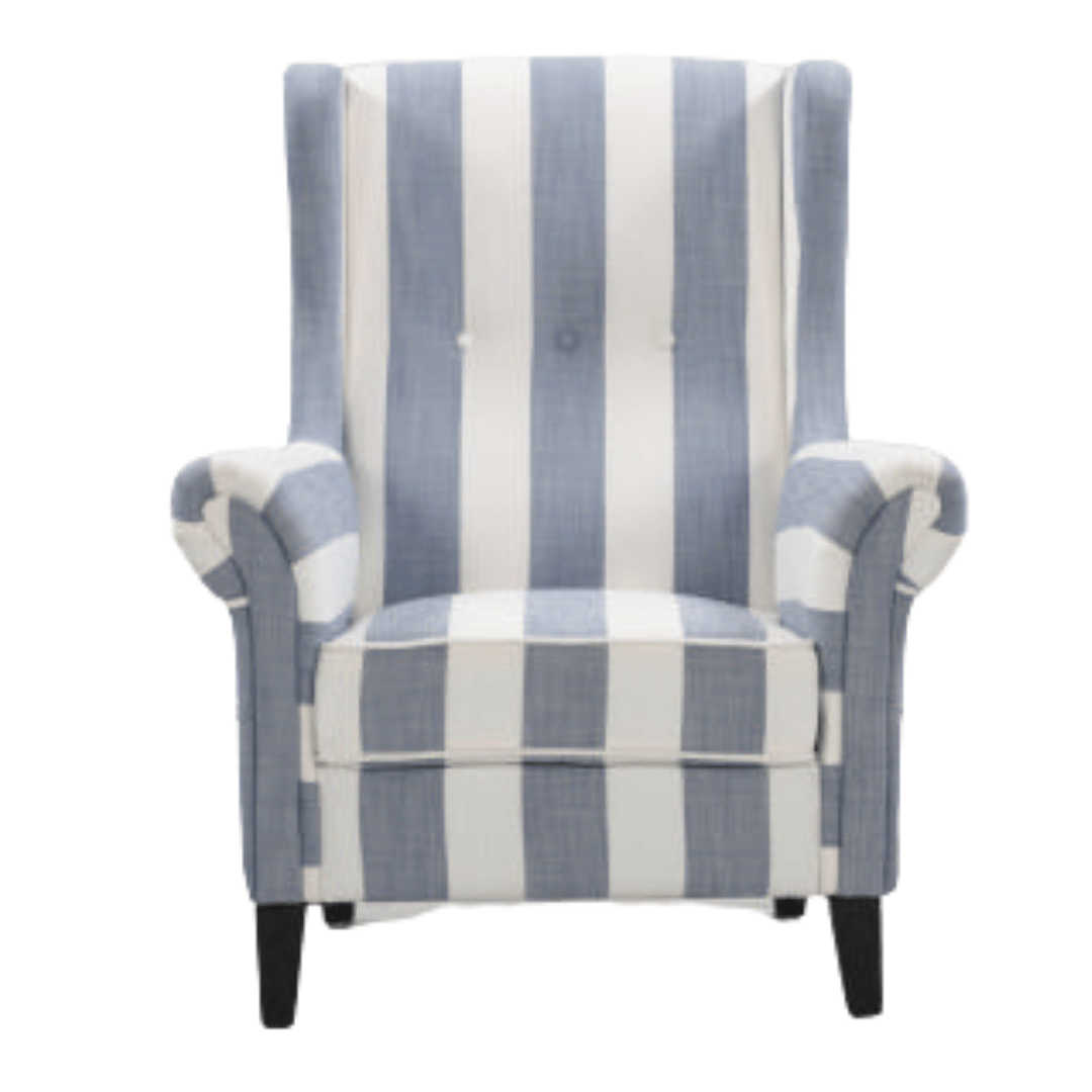 BT Bliss Wing Chair Upholstered in Hamptons Stripe Fabric