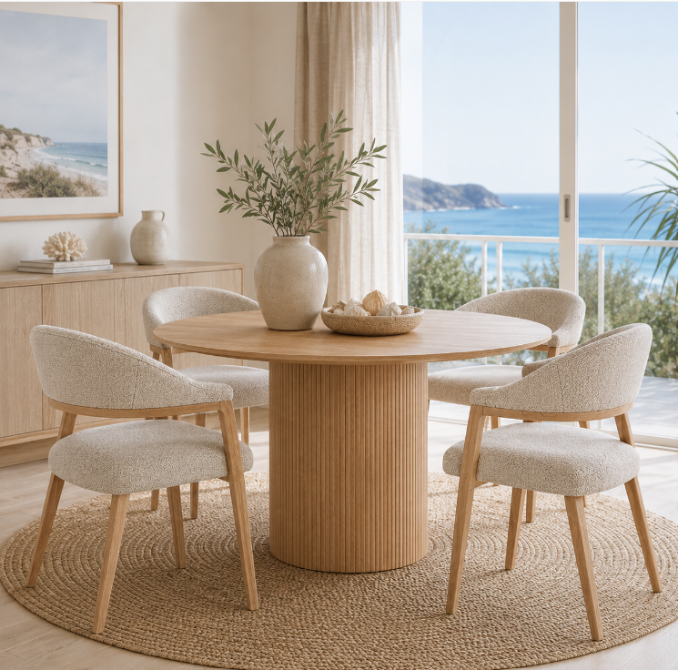 BT Monetti Fabric Upholstered Timber Leg Dining Chair