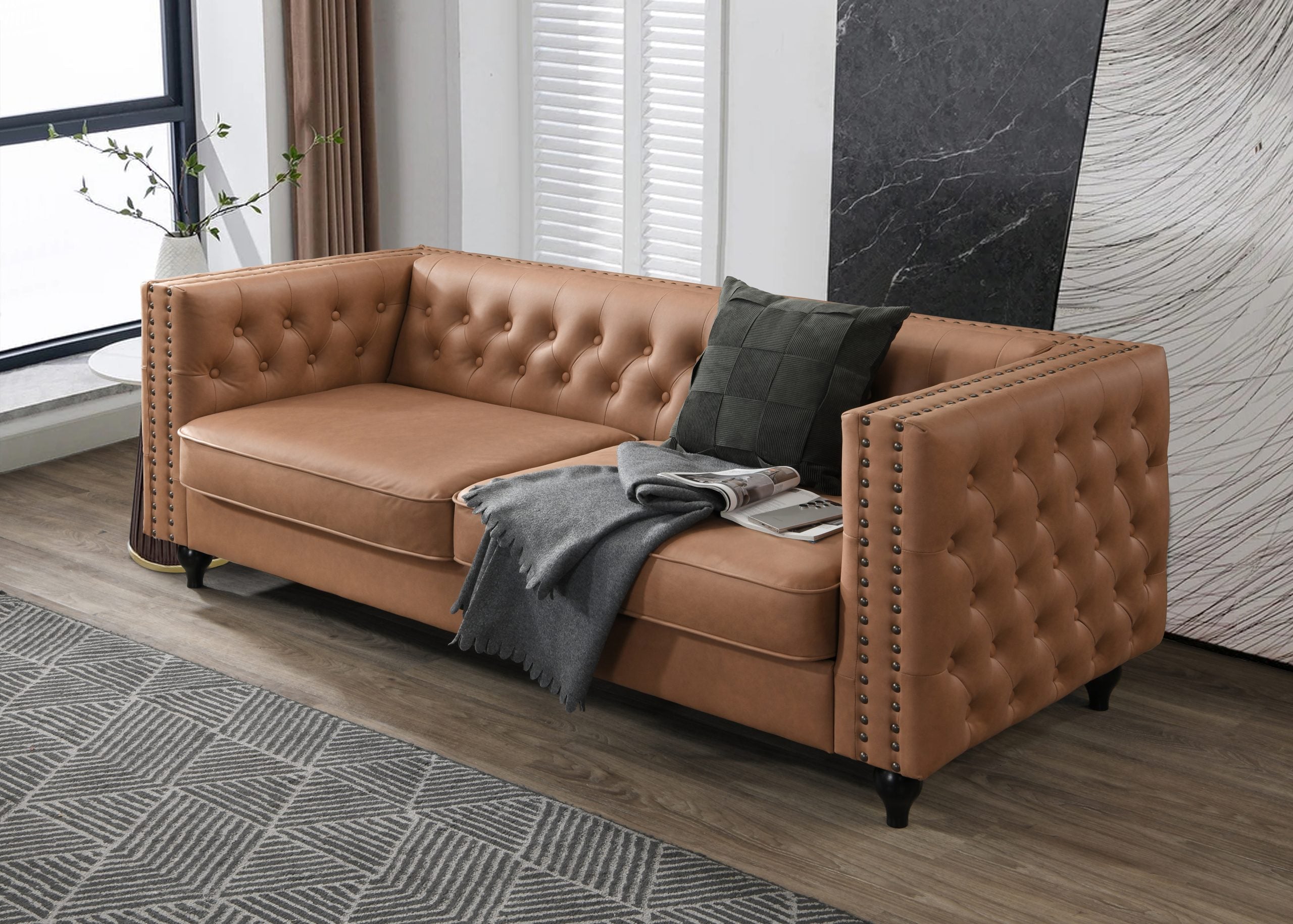 BT Mayfair PU Leather Upholstered  3 Seater Sofa