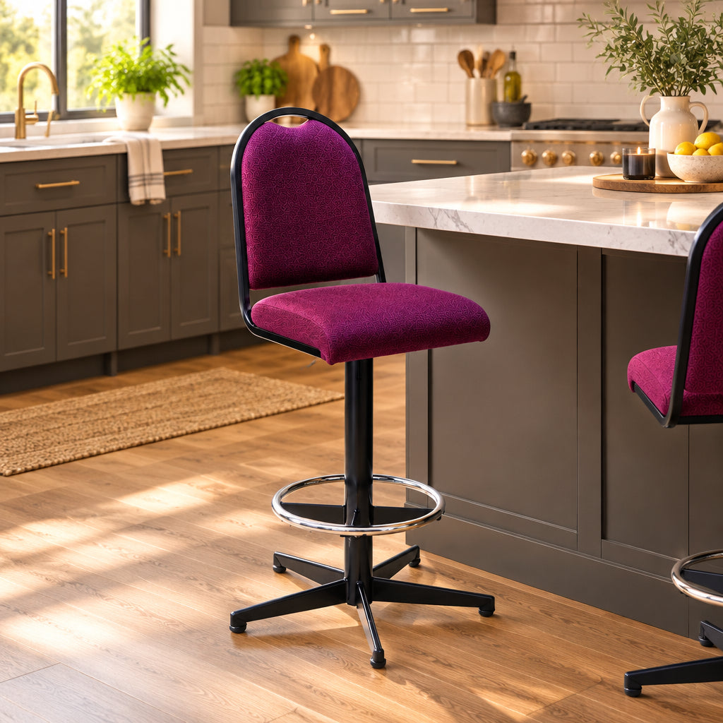 MA Bistro Fabric or Vinyl Upholstered Made to Order Swivel Bar Stool