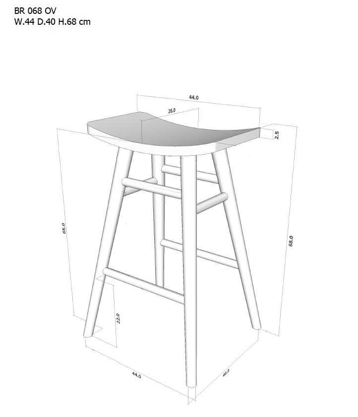 CT Aria Solid Timber Oval Top Bar Stool