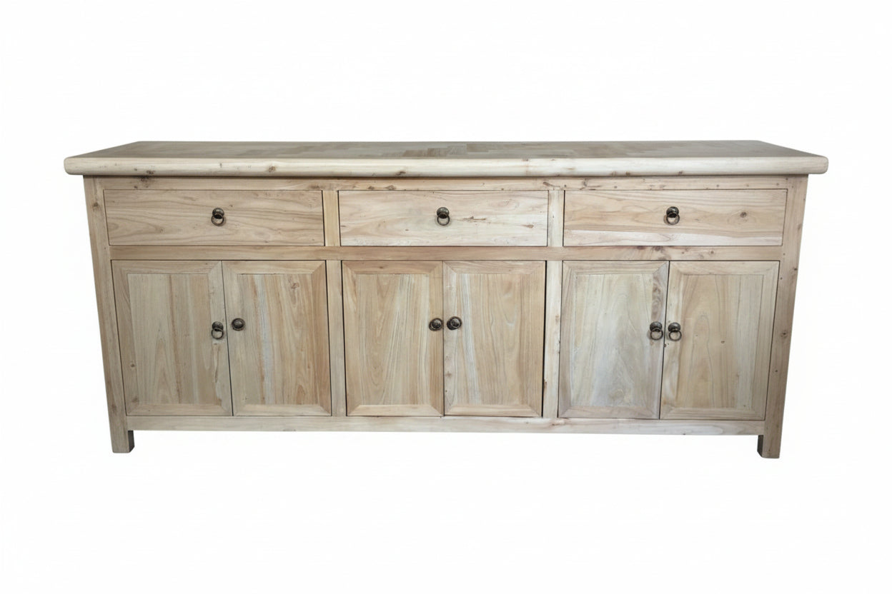 MF Brussels Recycled Elm Timber 3 Drawer 6 Door Sideboard