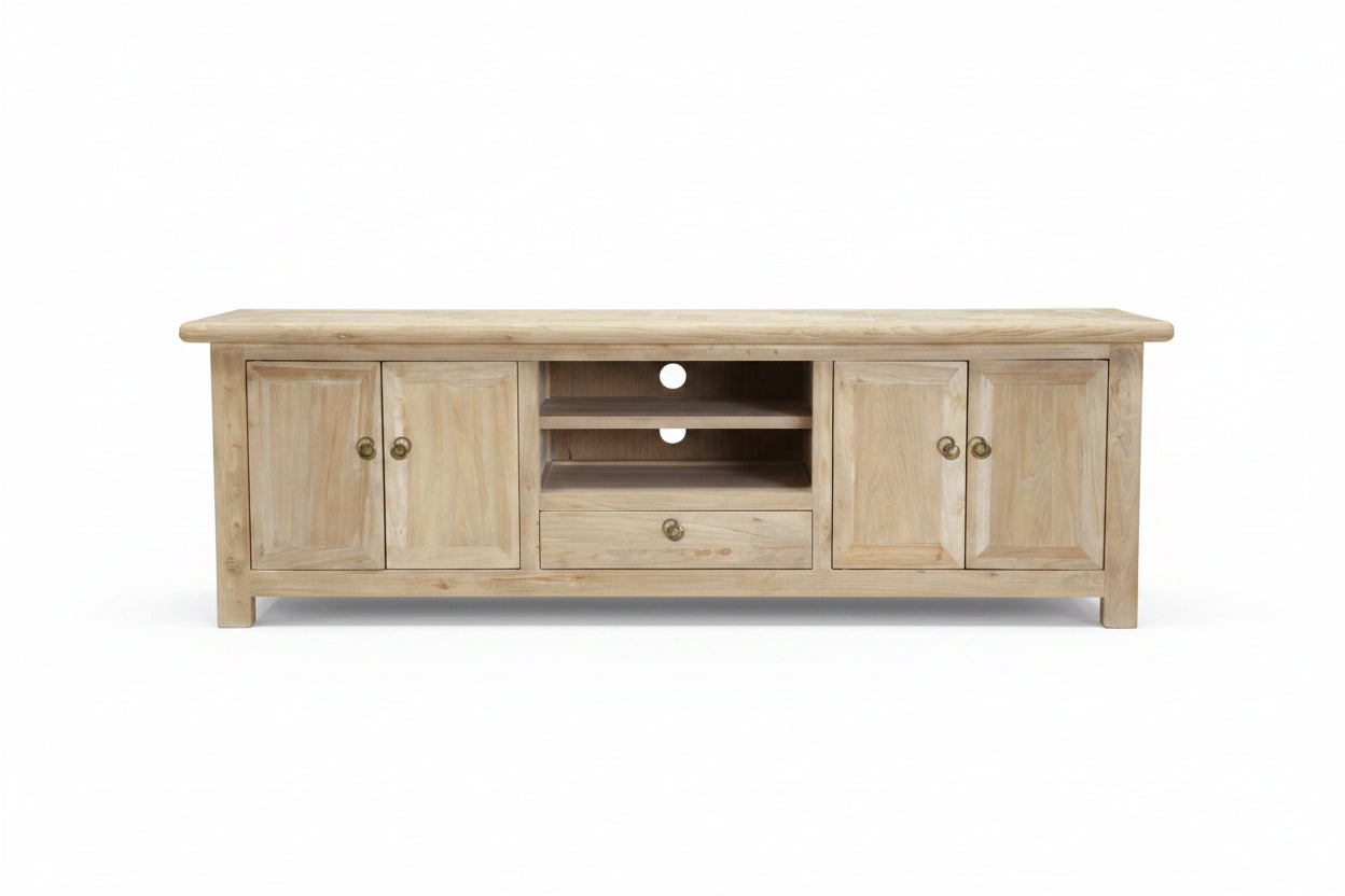 MF Brussels Recycled Elm Timber 2 Door 1 Drawer TV Unit