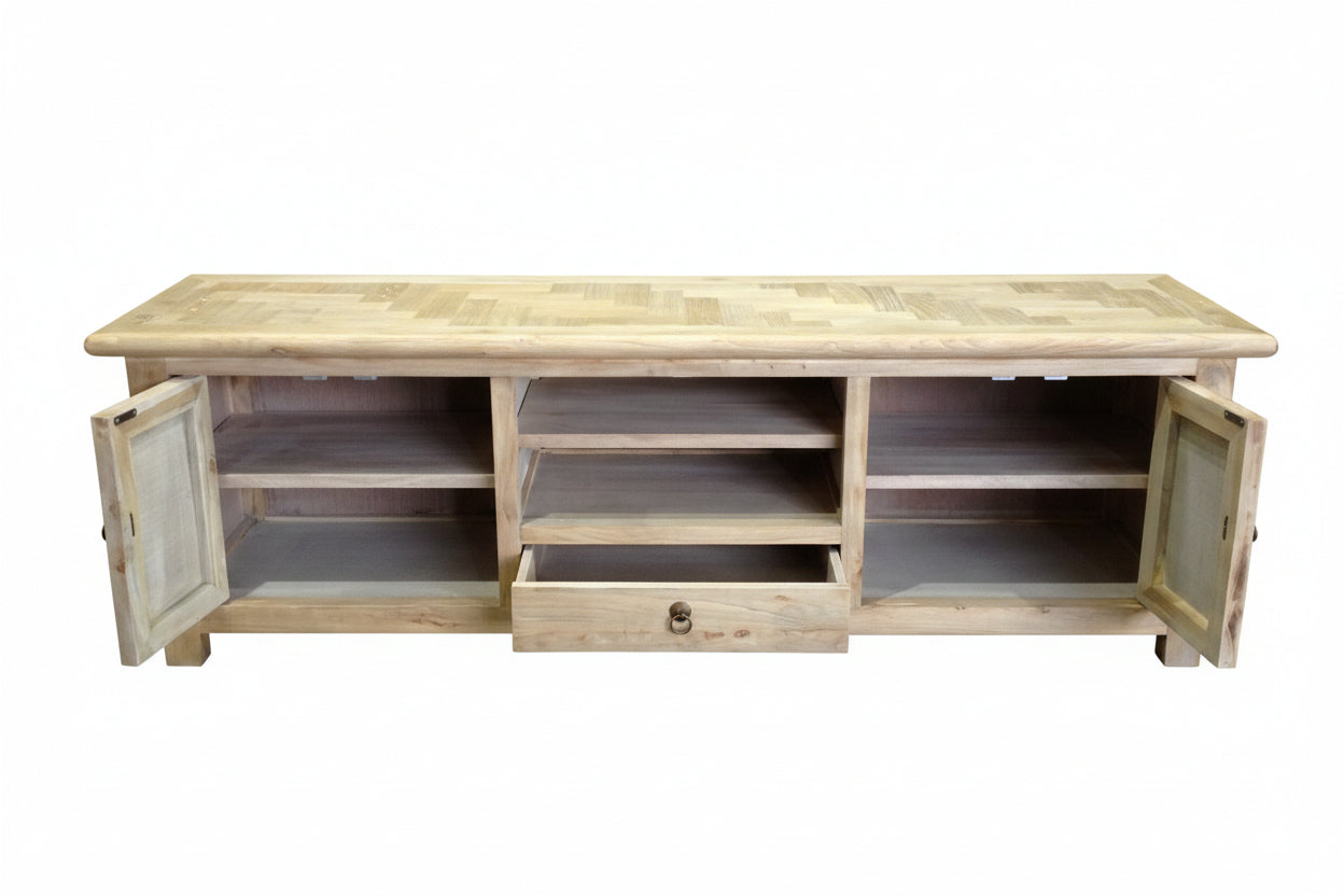 MF Brussels Recycled Elm Timber 2 Door 1 Drawer TV Unit