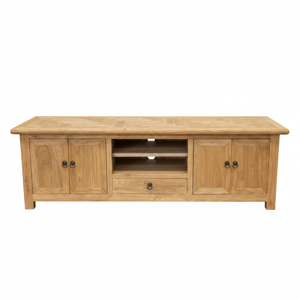 MF Brussels Recycled Elm Timber 2 Door 1 Drawer TV Unit