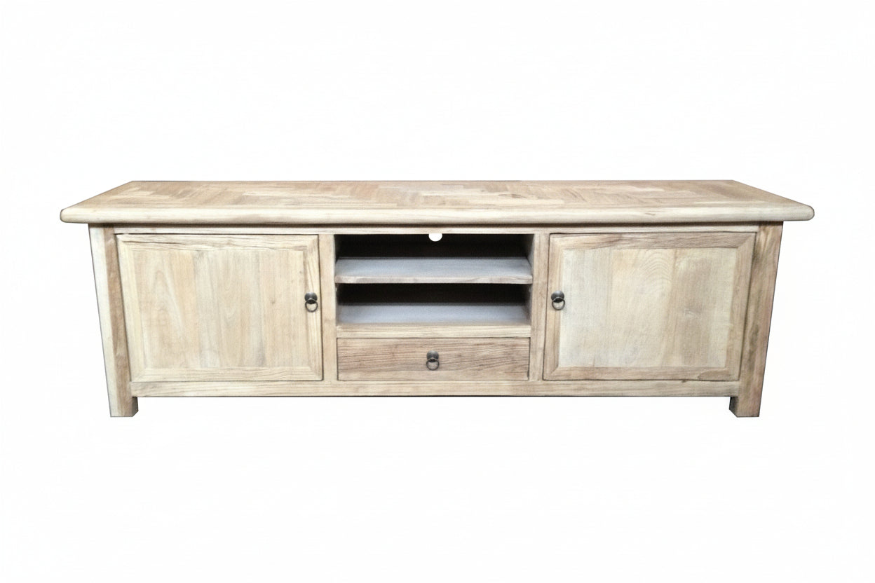 MF Brussels Recycled Elm Timber 2 Door 1 Drawer TV Unit