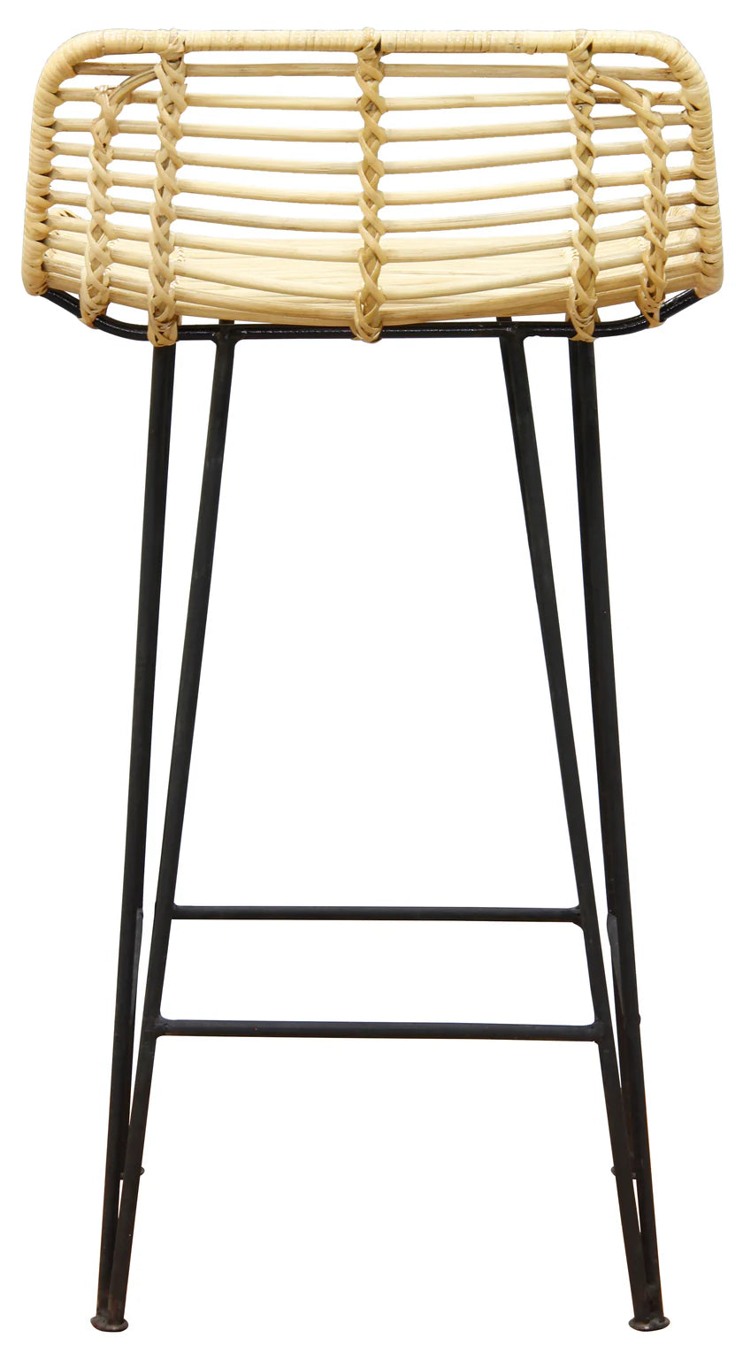 CT RTA Rattan with Black Metal Leg Barstool