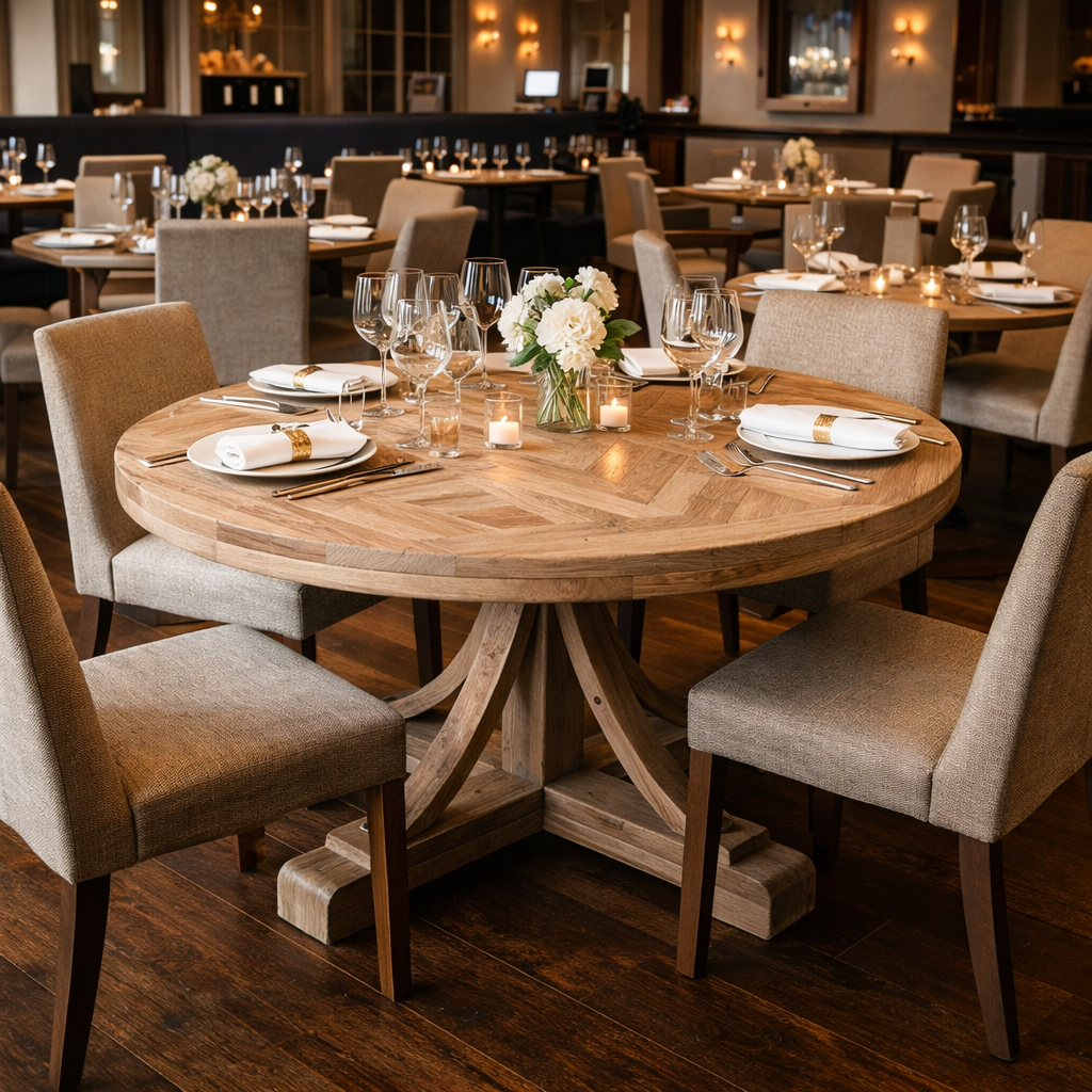 MF Brussels Recycled Elm Timber Round Dining Table