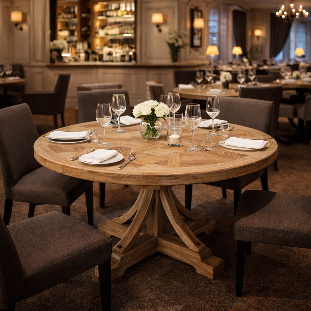 MF Brussels Recycled Elm Timber Round Dining Table