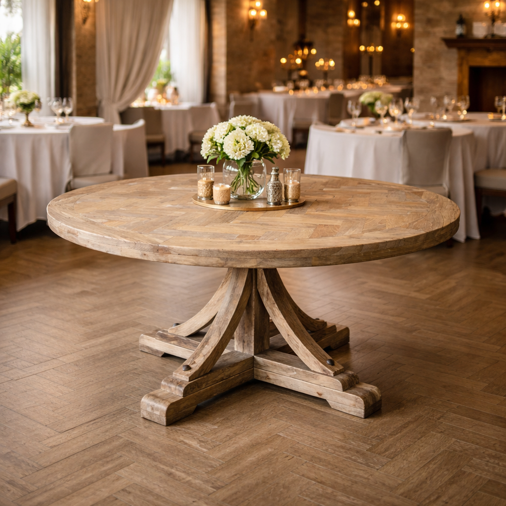 MF Brussels Recycled Elm Timber Round Dining Table