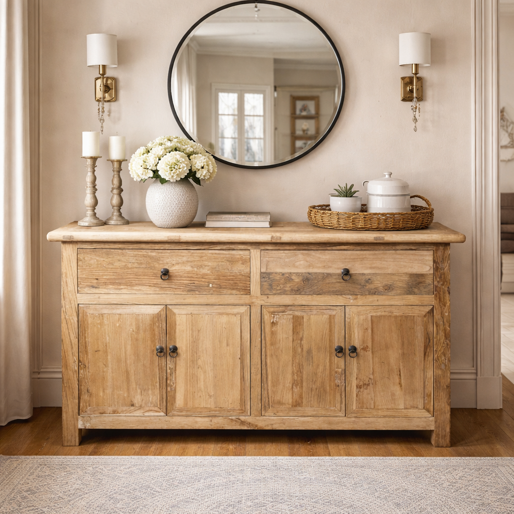 MF Brussels Recycled Elm Timber 2 Drawer 4 Door Sideboard