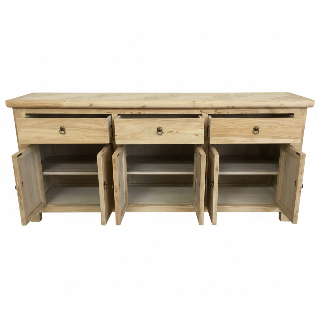 MF Brussels Recycled Elm Timber 3 Drawer 6 Door Sideboard