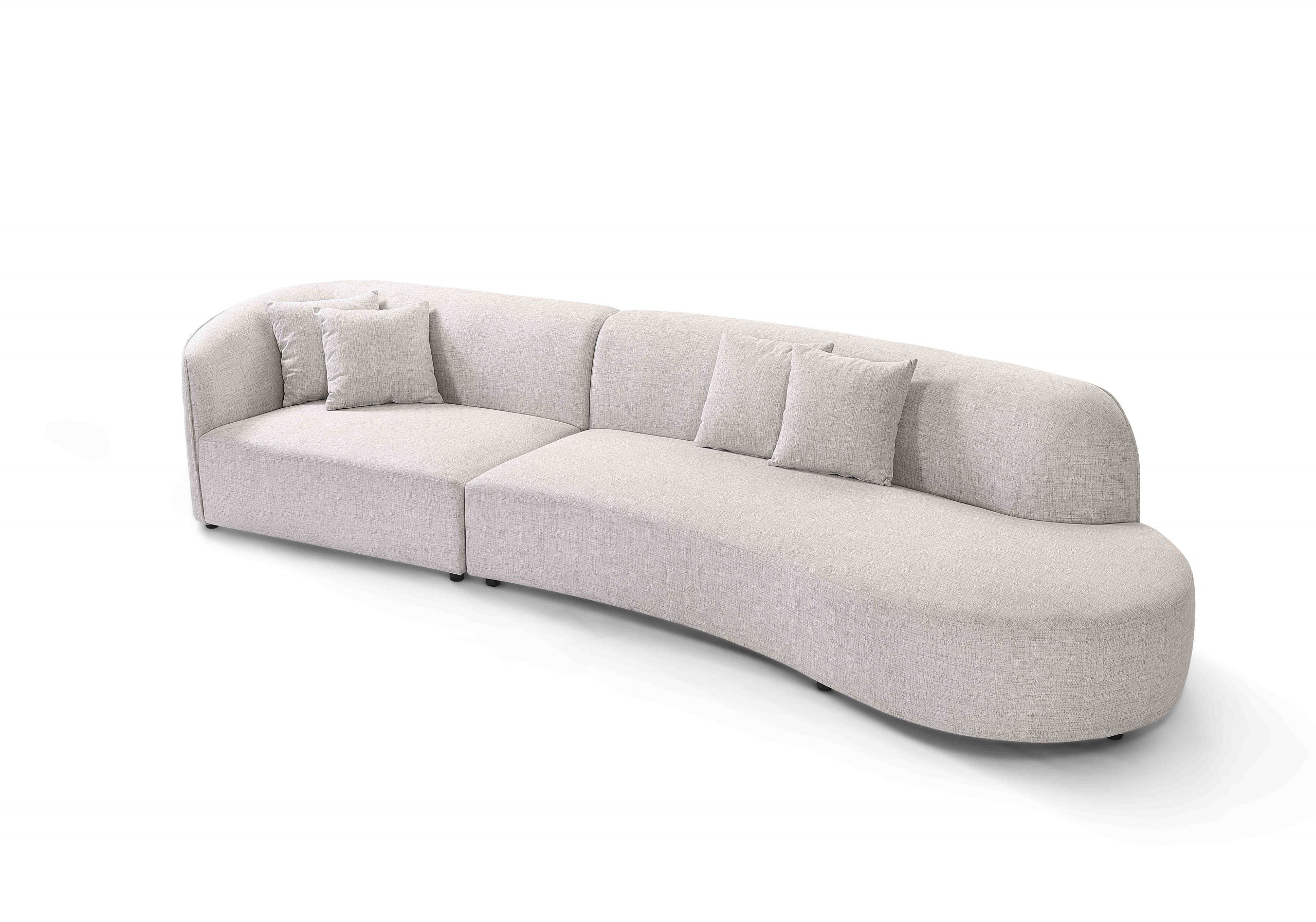 BT Willoughby 2 Piece Sofa Chaise in Linen and ‘Domus’ Steel Fabric