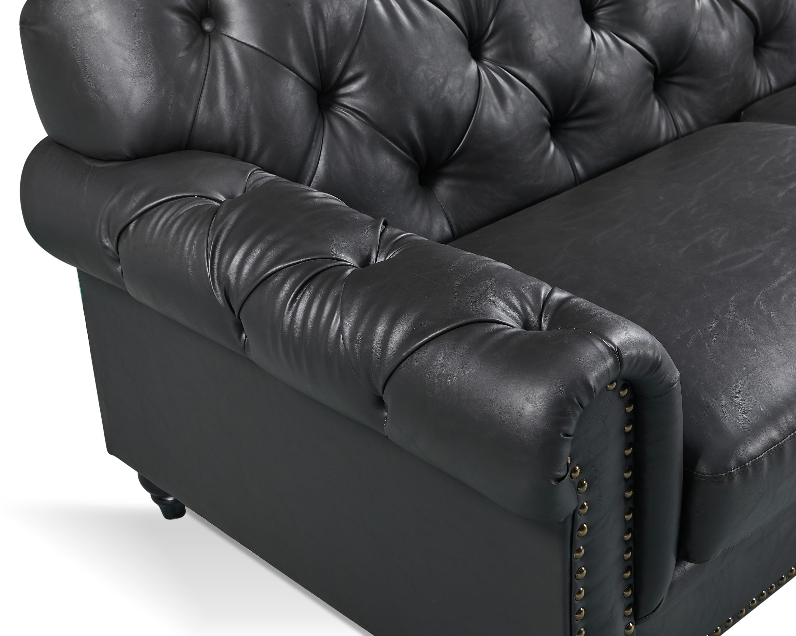 BT Barclay Chesterfield 2 Seater Sofa Tan or Black Vintage Faux Leather