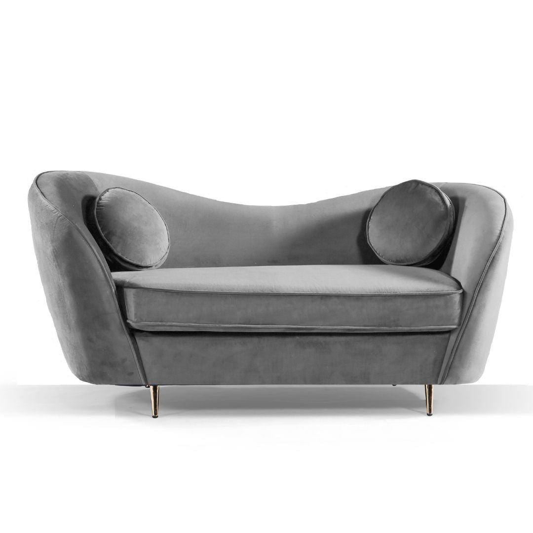 BT Claudia 2 Seater Sofa Grey, Black Velvet & White Bertoni Boucle