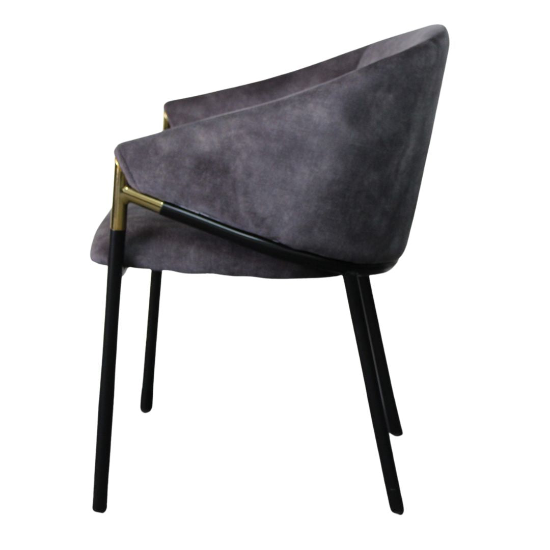 BT Manhattan Dining Chair Charcoal Velvet and Houndstooth Fabric