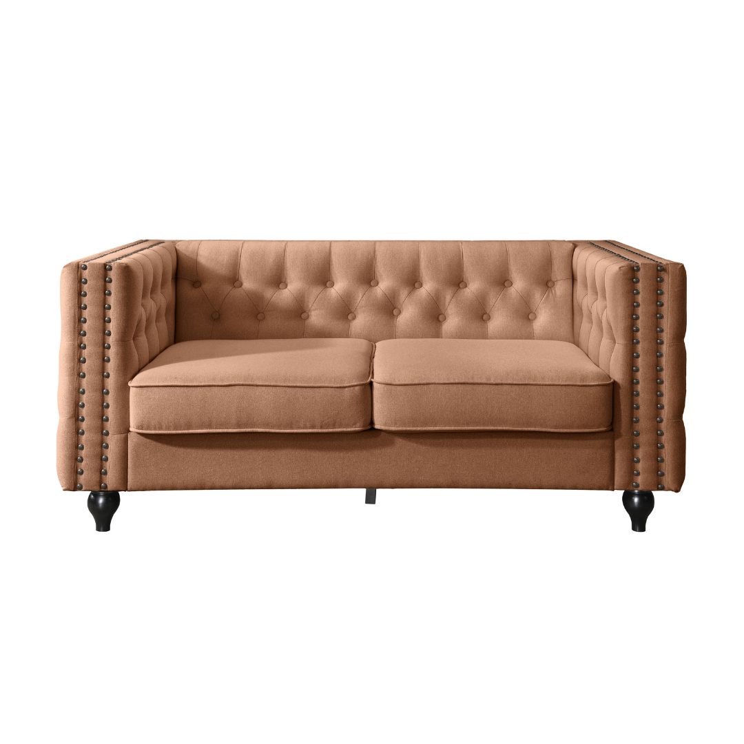 BT Mayfair 2 Seater Tufted Sofa Natural and Vintage Tam Faux Leather