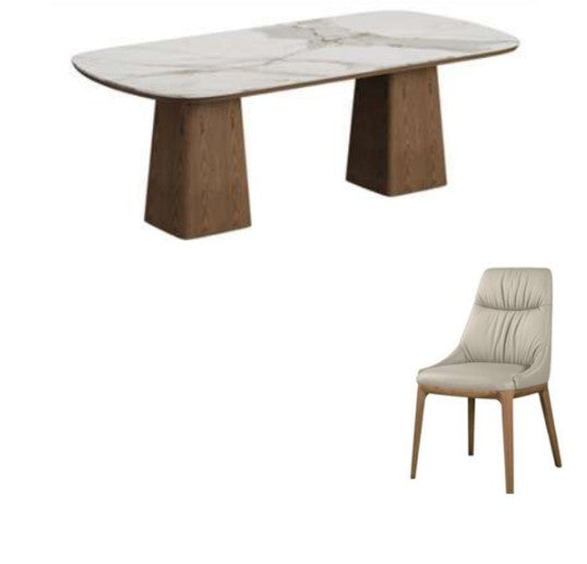 BT Soraya 9pce 2.4m Dining Table with Italia Leather Chair Kit