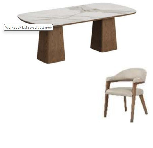 BT Soraya 9pce 2.4m Dining Table with 8 Monetti Chair Kit