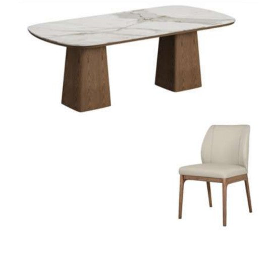 BT Soraya 7pce 2.0m Dining Table with Leather Capella Chair Kit