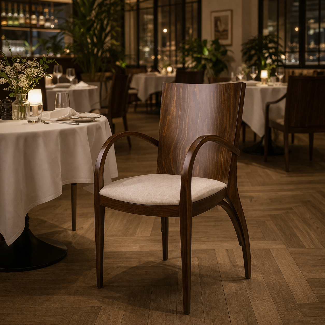 MF Leonardo Timber Leg Fabric Seat Dining Chair