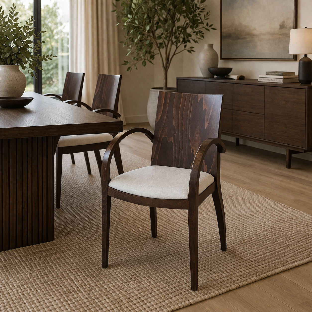 MF Leonardo Timber Leg Fabric Seat Dining Chair