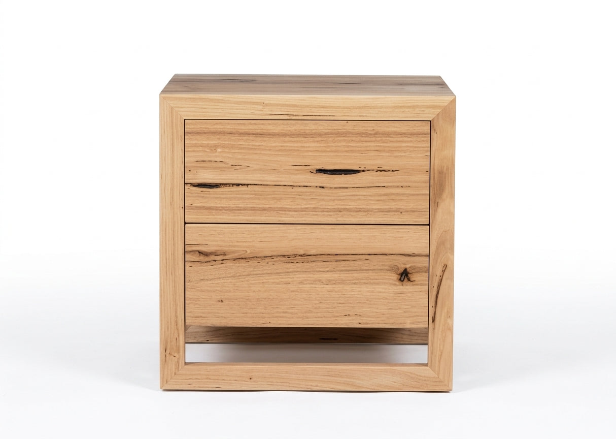 MD Bright Solid Timber 2 Drawer Bedside Table