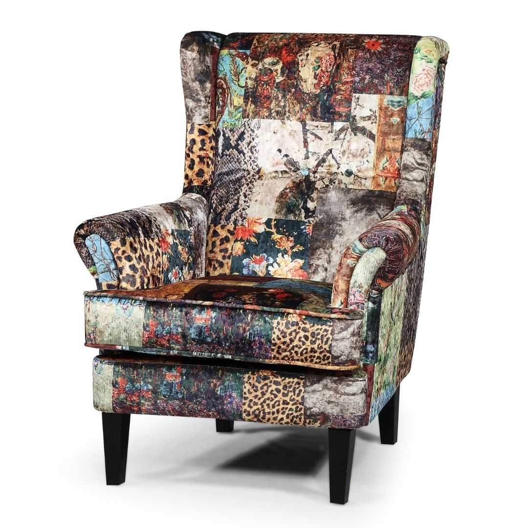BT Bliss Wing Chair  Upholstered in Patchwork Velvet
