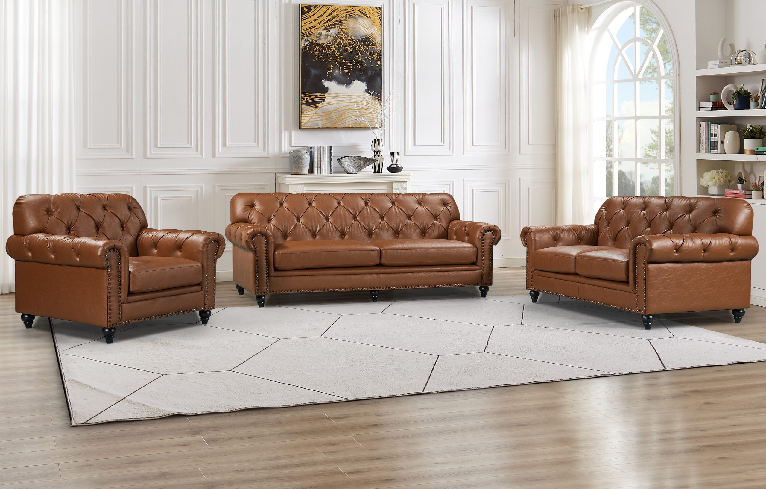 BT Barclay Chesterfield PU Leather Upholstered  2 Seater Sofa