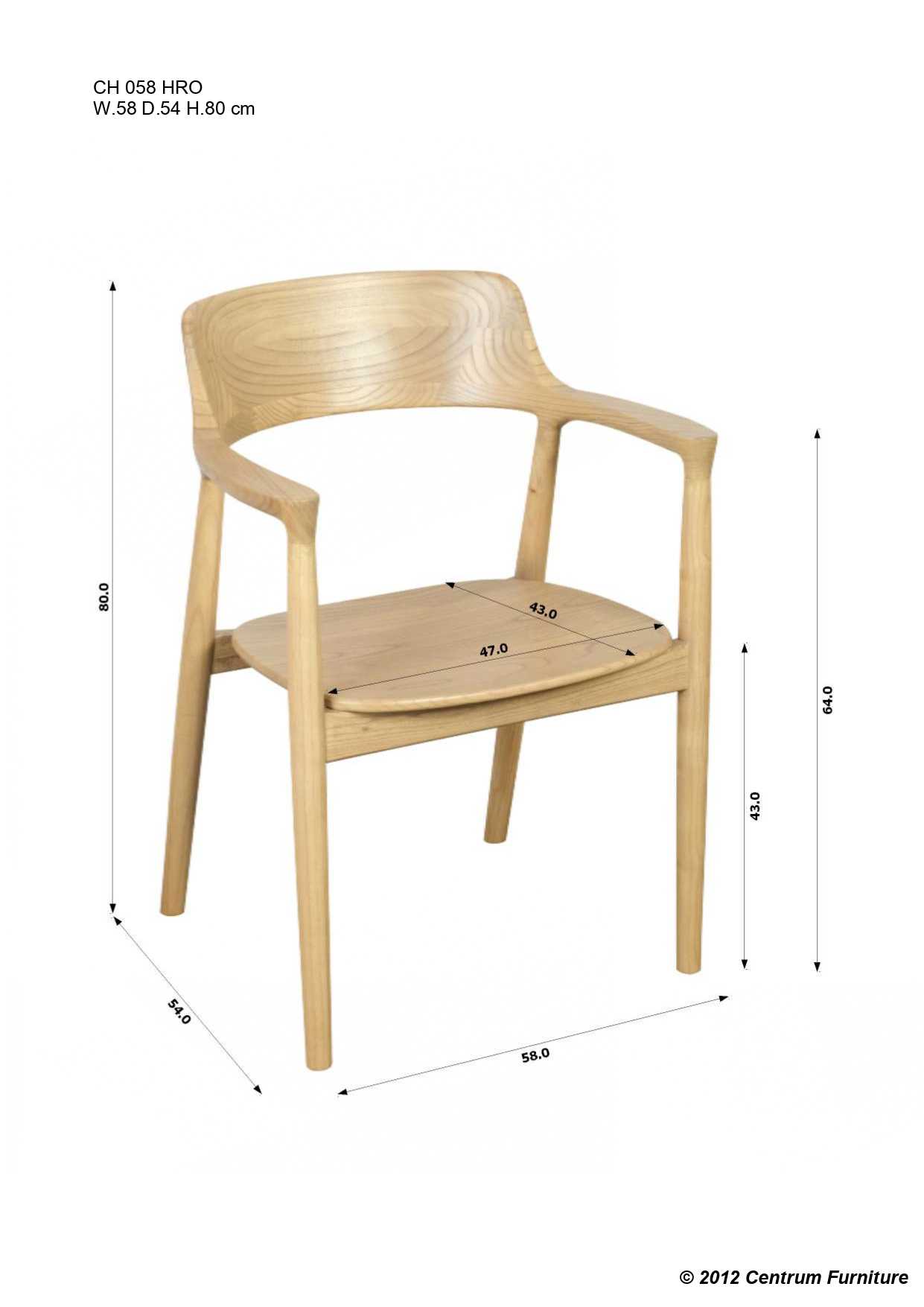 CT Nobu Oak Timber Dining Chair with Arm Rest