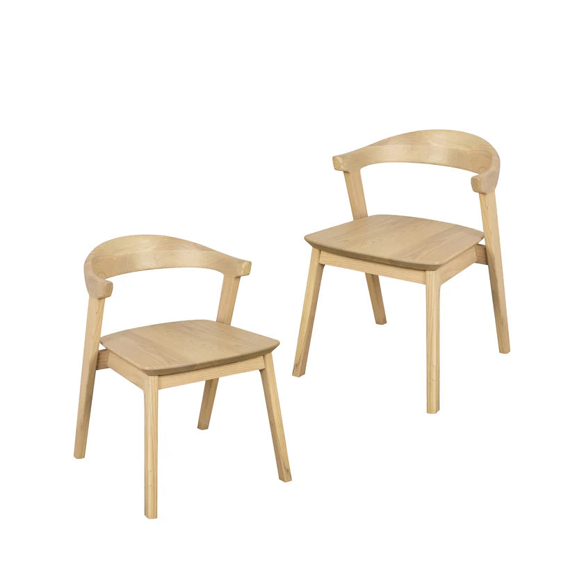 CT Fynn Solid Timber Dining Chair in Natural Finish Set of 2