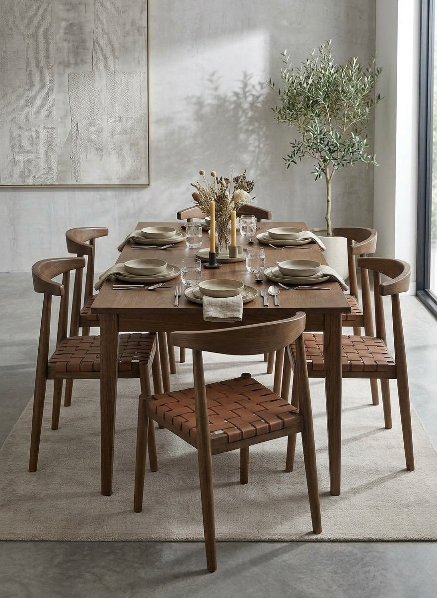CT Elliot Solid Oak Timber Genuine Leather Seat Dining Chair