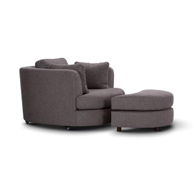 VI Orlando Fabric Upholstered Swivel Chair with Ottoman