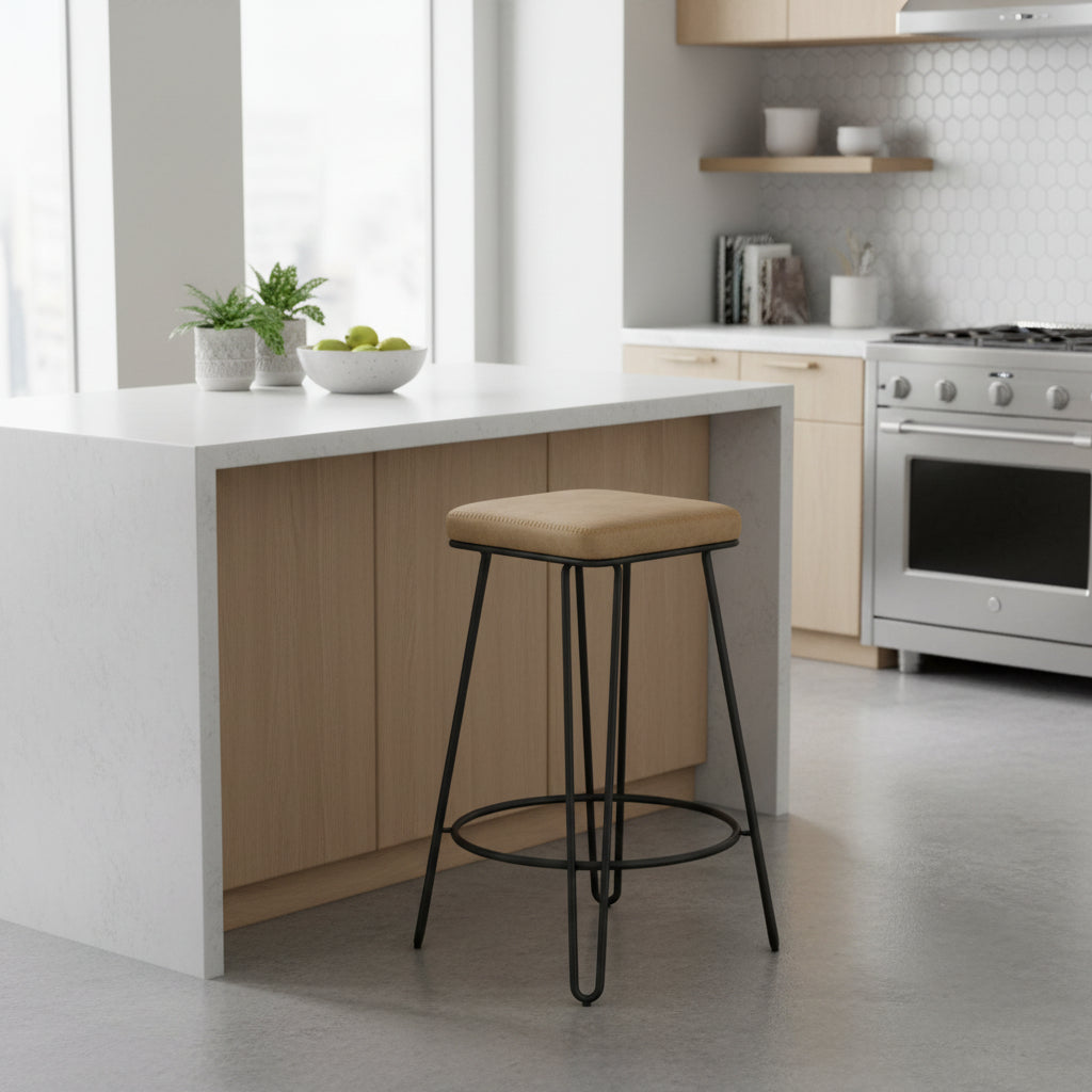 BT Aloft PU Leather Upholstered Seat Metal Base Bar Stool