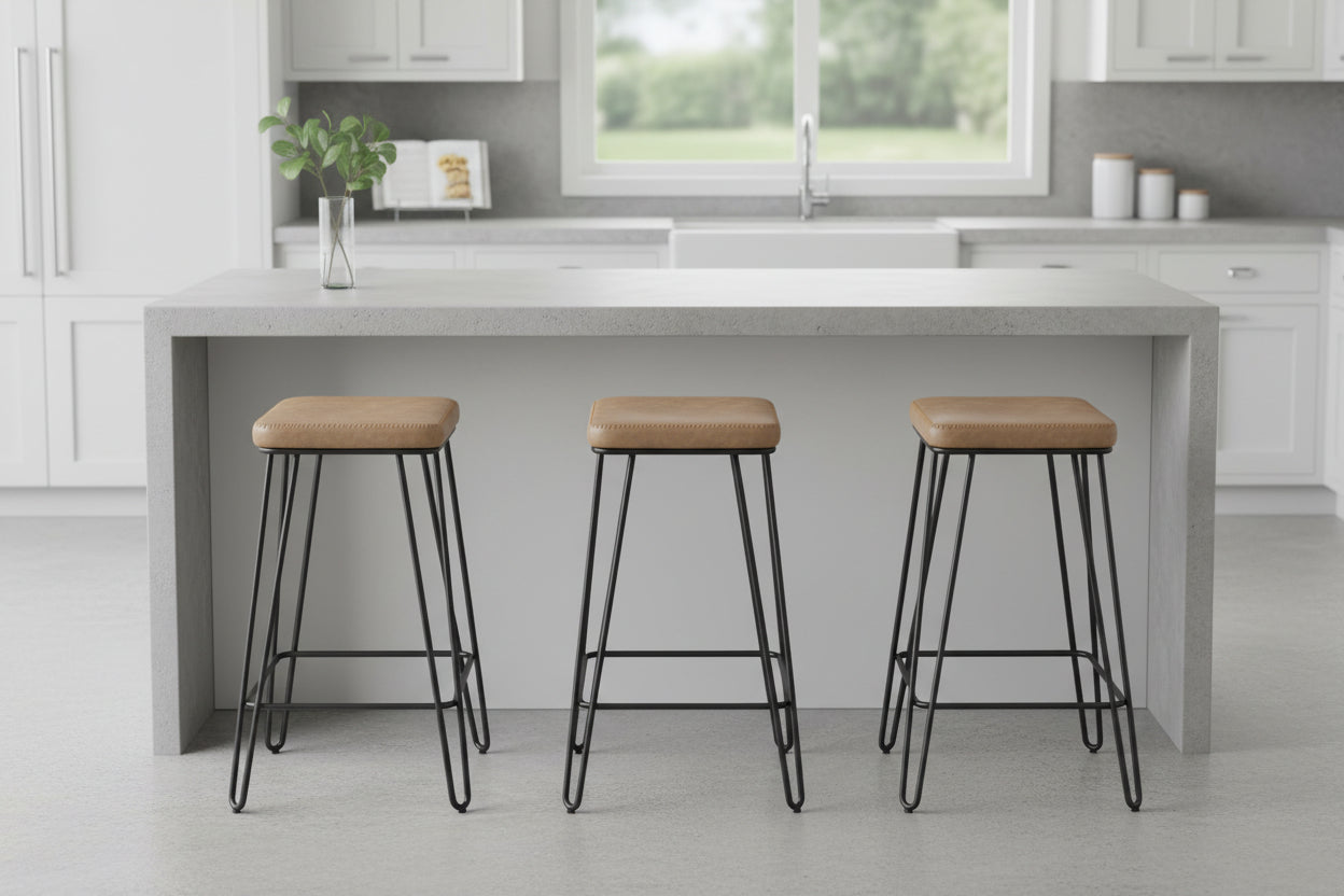 BT Aloft PU Leather Upholstered Seat Metal Base Bar Stool